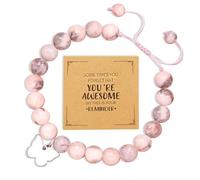 AmiCera Bracelets for Womens Friendship Gift, Natural Pink Zebra Stone Bracelete with Butterfly Charm Adjustable Beaded, Birthday Present for Her Girlfriend Teenage Girls