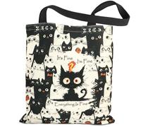 AmiCera Canvas Tote Bag,Tote Bags for Women, Aesthetic Cat Gift Bag with Sturdy Shoulder Straps for Mother's Day, Cute Fabric Tote Bag for Women Ladies Girls Working