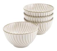 AmiCera Cereal Bowl, 300ml Dessert Bowls, 11.5cm Mimosa Flower Floral Pattern Small Bowls, Set of 4, Ceramic Bowl for Rice Soup Salad Snack,White and Gold, Dishwasher & Oven Safe, Microwavable
