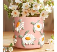 AmiCera Colourful Flower Pot Daisy Turtle Shape, Unique Plant Pots with Drainage, Small Succulent Planter Pots for Indoor Plants, Funky Gardening Gift for Plant Lovers, Eclectic Home Decor, Pink