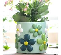 AmiCera Colourful Flower Pots Planter, Cute Unique Plant Pot for Indoor Plants, Boho Modern Planters with Drainage, Small Succulent Pots Eclectic Home Garden Decor Funky Plant Gifts, Green