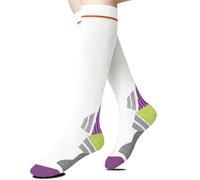AmiCera Compression Socks for Women, Running Socks Knee High Compression Stockings for Sports Flying Fitting, Ankle Support Breathable Durable, Maternity Pregnancy Nurses Travel Cushion Sock,White