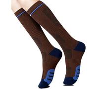 AmiCera Compression Socks for Women, Running Socks Knee High Compression Stockings for Sports Flying Fitting, Ankle Support Breathable Durable, Maternity Pregnancy Nurses Travel Cushion Sock,Brown