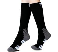 AmiCera Compression Socks for Women, Running Socks Knee High Compression Stockings for Sports Flying Fitting, Ankle Support Breathable Durable, Maternity Pregnancy Nurses Travel Cushion Sock,Black