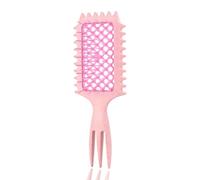 AmiCera Curly Hair Brush, Bounce Curl Volume Brush for Defining Styling Detangling, Vented Paddle Hair Brush for Women Men Wet or Dry Hair Detangling Brush with Prong Sectioner, Honeycomb Pink