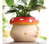 AmiCera Cute Bulbous Mushroom Flower Pot, Colourful Planter for Indoor Plants, Unique Plant Pot with Drainage, Decorative Flower Planters Pots for Decoration, Funny Eclectic Garden Gifts