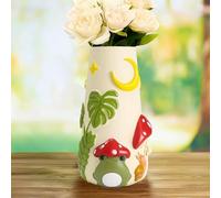 AmiCera Cute Frog Flower Vase, 20 cm Colourful Eclectic Vases Decoration Living Room, Unique Boho Decorative Vases for Flowers, Hand-Painted Modern Rainbow Funky Gifts, Red & White