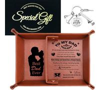 AmiCera Dad's Birthday Present Father's Day Dad's Gift, Bedside Organiser Gifts for Dad, Valet Tray Gifts for Dad Daddy Gifts from Daughter, Includes Greeting Cards & Keychains