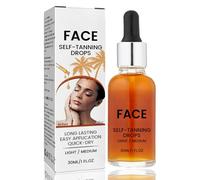 AmiCera Facial Tanning Drops, Self Tan Lotion/Oil for Sunbed/Sun, Gradual Tan Medium to Dark Bronzer, Skinny Fox Shine Brown Tanning Accelerator Enhancer Moisturiser, Smooth & Brighten, 30ml
