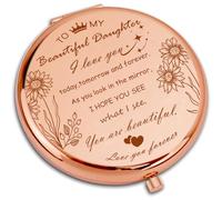 AmiCera for Daughter - Compact Pocket Makeup Mirror, Girl Inspirational Gift Daughter Birthday Gifts, Gift for Daughter Encouragement Graduation Gift Travel Makeup Mirror for Her