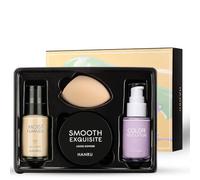 AmiCera Foundation Set, 4Pcs Liquid Foundation Sets Matte Liquid Full Coverage with Face Primer Makeup Sponge Makeup Set, Make up Full Coverage Kit, Travel Kit for Women & Girl (02#)