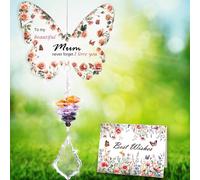 AmiCera Gifts for Mum, Mummy Gifts - Butterfly Crystal Suncatcher, Special Presents for Mum, for Mummy, Ideal Mother Gifts on Her Birthday, Sun Catcher with Greeting Card