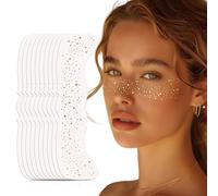 AmiCera Glitter Freckles Face Tattoo, 10 Pcs Face Glitter Freckles Gold for Kids Women, Fake Sparkle Temporary Tattoos Stickers for Girls and Adults Festival Makeup Accessories Face Decor Star