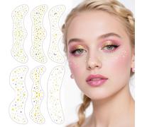 AmiCera Glitter Freckles Face Tattoo, Face Glitter Freckles Gold for Kids Women, Fake Sparkle Temporary Tattoos Stickers for Girls Adults Festival Makeup Face Decor, Unique 6pcs, Gold Sliver TJ