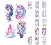 AmiCera Glitter Tattoos for Kids, 12 Sheets Temporary Tattoos for Kids Girls Boys, Fake Tattoo for Unicorn Birthday Party Bag Fillers, Face Body Sticker Party Decor Gifts Supplies, Safe & Long Lasting