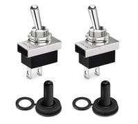 AmiCera KN3D-101 Switch, 12 V Mini Toggle Switch, 2 Pin Waterproof, On/Off SPST Switch, 12 V DC 25 A with Waterproof Cap, Built-in Switch for Car, Motorcycle, Truck, Boat, Caravan, Car, Pack of 2