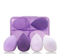 AmiCera Makeup Sponge, Beauty Blender 4 Pack Latex Free Beauty Makeup Powder Puff Blending Blender Foundation Concealer for Liquid, Powders, Creams, with 1 Sponge Holder Case, Purple