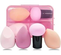 AmiCera Makeup Sponge, Blender 4 PCS Latex Free Beauty Makeup Blending Blender Foundation Concealer Sponge for Liquid, Powders, Creams, Water Droplets& Mushroom Shapes, Pink
