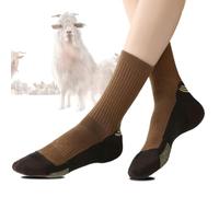 AmiCera Merino Wool Socks Walking Socks Womens 4-7, Hiking Sock with Thick Anti Blister Cushioning for Ladies Men, Cosy Wool Sock Anti Shock for Boot Trekking Running Mountain Climb, Brown