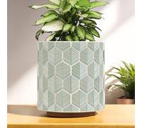 AmiCera Modern Flower Pot Hexagonal Pattern, Boho Planter for Indoor Plants, Decorative Flowers Plant Pot with Drainage, Eclectic Succulents Gardening Pot, Funky Gifts, White