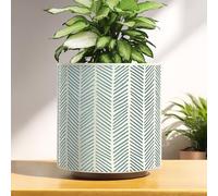 AmiCera Modern Slash Line Flower Pots, Vintage Geometric Planters for Indoor Plants, Unique Plant Pot with Drainage, Eclectic Small Plant Pot, Funky Gardening Gifts, White