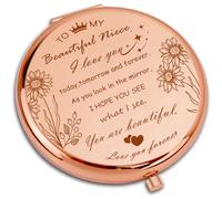 AmiCera Niece Gifts - Compact Pocket Makeup Mirror, Niece Birthday Gifts, Niece Gifts from Auntie, Funny Gifts for Niece, for Her, Unique Birthday Gifts Stuff for Her
