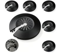 AmiCera Pack of 6 Heating Pipe Rosette for Radiator Pipes, Universal 14-45 mm Heating Pipe Cover, Radiator Cover, Pipe Cover Suitable for Water Pipes, Gas Pipes (Black)