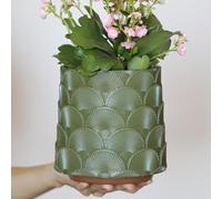 AmiCera Pearl Green Scale Flower Pot, Colourful Plant Pot with Drainage, Eclectic Cute Small Planters for Indoor Plants, Rainbow Funny Succulents Gardening Pot Gifts