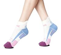 AmiCera Performance Running Socks Women Men, Anti Blister Cushioned Trainer Socks, Moisture-Wicking Anti Slip Cotton Blend, Ankle Support Sports Sock for Walking Training Gym Fitness Marathon, White
