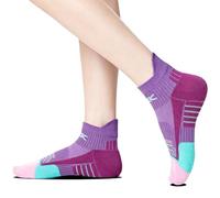 AmiCera Performance Running Socks Women Men, Anti Blister Cushioned Trainer Socks, Moisture-Wicking Anti Slip Cotton Blend, Ankle Support Sports Sock for Walking Training Gym Fitness Marathon, Purple