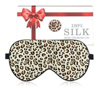 AmiCera Sleep Mask Silk Eye Masks, for Sleeping with 4 Pairs Ear Plugs, Comfortable and Super Soft Silk Blackout, Sleep Eye Mask with Adjustable Strap, for Night, Travel, Nap, Leopard Print