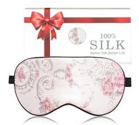 AmiCera Sleep Mask Silk Eye Masks for Sleeping with 4 Pairs Ear Plugs, Comfortable and Super Soft Silk Blackout, Sleep Eye Mask with Adjustable Strap, for Night, Travel, Nap, Rose