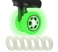 AmiCera Suitcase Wheel Protectors, 8 Pcs Off Road Luggage Wheel Covers, Luggage Accessories, Silicon Meterial Noise Reduction Anti Scratch, Suitcase Wheel Covers, Night Glow Green