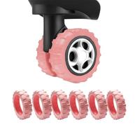 AmiCera Suitcase Wheel Protectors, 8 Pcs Off Road Luggage Wheel Covers, Luggage Accessories, Silicon Meterial Noise Reduction Anti Scratch, Travel Suitcase Wheel Covers (Pink, Small)