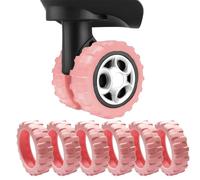 AmiCera Suitcase Wheel Protectors, 8 Pcs Off Road Luggage Wheel Covers, Luggage Accessories, Silicon Meterial Noise Reduction Anti Scratch, Suitcase Wheel Covers (Pink)