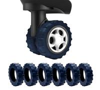 AmiCera Suitcase Wheel Protectors, 8 Pcs Off Road Luggage Wheel Covers, Luggage Accessories, Silicon Meterial Noise Reduction Anti Scratch, Suitcase Wheel Covers (Dark Blue)