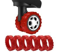 AmiCera Suitcase Wheel Protectors, 8 Pcs Off Road Luggage Wheel Covers, Luggage Accessories, Silicon Meterial Noise Reduction Anti Scratch, Suitcase Wheel Covers (Red)