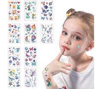AmiCera Tattoos for Kids, Temporary Tattoos for Girls Boys, Glitter Tattoo Kit Face Stickers Fake Tattoo Kids Party Bags Fillers, Birthday Festival Present Gifts Supplies,10 Unique Sheets, Fairy Tale