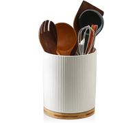 AmiCera Utensil Holder, 360° Rotating Ceramic Kitchen Utensils Holder Canisters for Countertop, 6in Kitchen Storage Jar for Restaurant Decor, with Detachable Base, for Storing Tableware