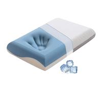 AMICLIBER Memory Foam Pillows for Sleeping, 4.7'' Orthopedic Cervical Neck Pillow with Two-Sided Reversible Cover,Medium Firm Gusseted Gel Pillows for Back & Side Sleepers