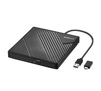 Amicool External DVD Drive USB 3.0 USB C CD Burner +/-RW Optical Drive | Slim Portable DVD CD ROM Rewriter Writer Duplicator for Laptop Desktop PC Windows 10/8/7 MacBook Mac Linux OS Apple, BLACK