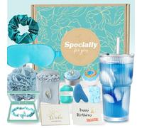 AMIDA Birthday Gifts for Women, Get Well Soon Gifts Basket Care Package Unique Spa Gifts Box with Glasses for Thinking of You Her Sister Mom Wife Grandma Friends,Feel Better Gifts Basket (Ocean)