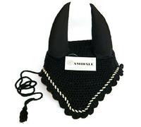 Amidale Ear Net Crochet Fly Veil Equestrian Horse With Piping Pony Black