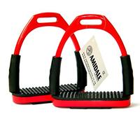 Amidale Flexi Safety Stirrups Horse Riding Bendy Irons S. Steel Red 4.75