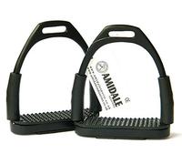 AMIDALE FLEXI SAFETY STIRRUPS HORSE RIDING BENDY IRONS STAINLESS STEEL 10 BNWT (5.00, BLACK)