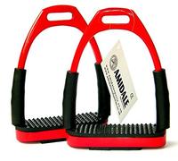 AMIDALE FLEXI SAFETY STIRRUPS HORSE RIDING BENDY IRONS STAINLESS STEEL 10 BNWT (5.00, RED)