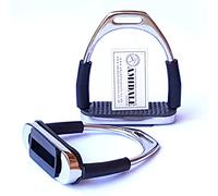 Amidale Flexi Safety Stirrups Horse Riding Bendy Irons Stainless Steel Black Treads 4.5 Inches