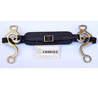 Amidale HACKAMORE BITLESS HORSE BIT ENGRAVED BRASS PADDED BLACK LEATHER BNWT