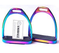 AMIDALE RAINBOW GLOSS FILLIS IRONS STIRRUPS HORSE RIDING STAINLESS STEEL BNWT 5.00 INCHES