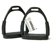 AMIDALE SPORTS FLEXI STIRRUPS HORSE RIDING BENDY IRONS BEAUTIFUL COLORS VARIOUS SIZES (BLACK, 5 IN)